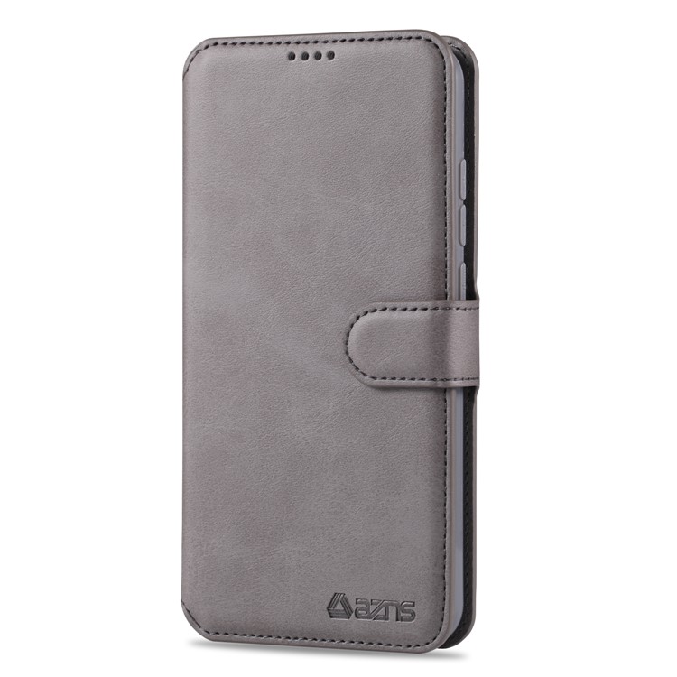 AZNS Wallet Leather Stand Cell Casing Shell for Xiaomi Redmi Note 8 - Grey-2