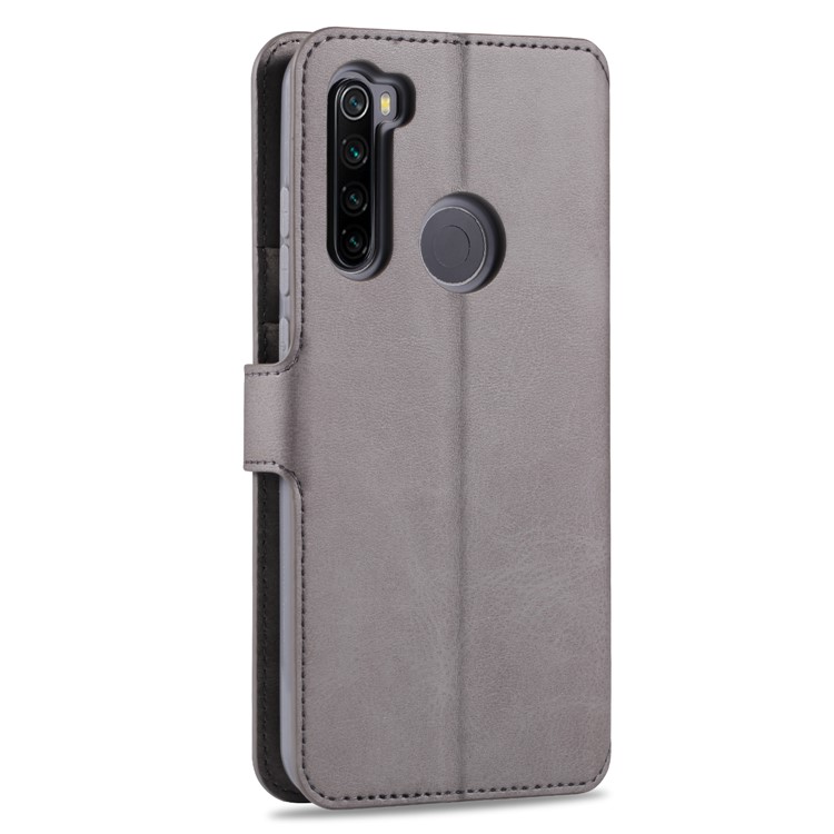 AZNS Wallet Leather Stand Cell Casing Shell for Xiaomi Redmi Note 8 - Grey-3