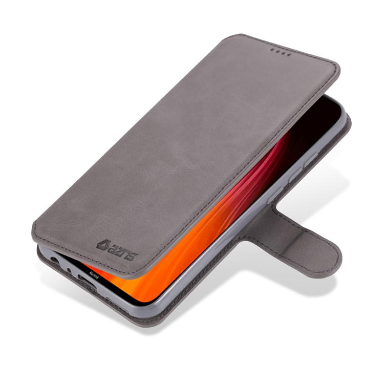 AZNS Wallet Leather Stand Cell Casing Shell for Xiaomi Redmi Note 8 - Grey-4