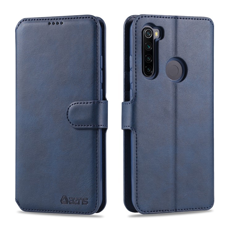 AZNS Wallet Leather Stand Cell Casing Shell for Xiaomi Redmi Note 8 - Blue-1