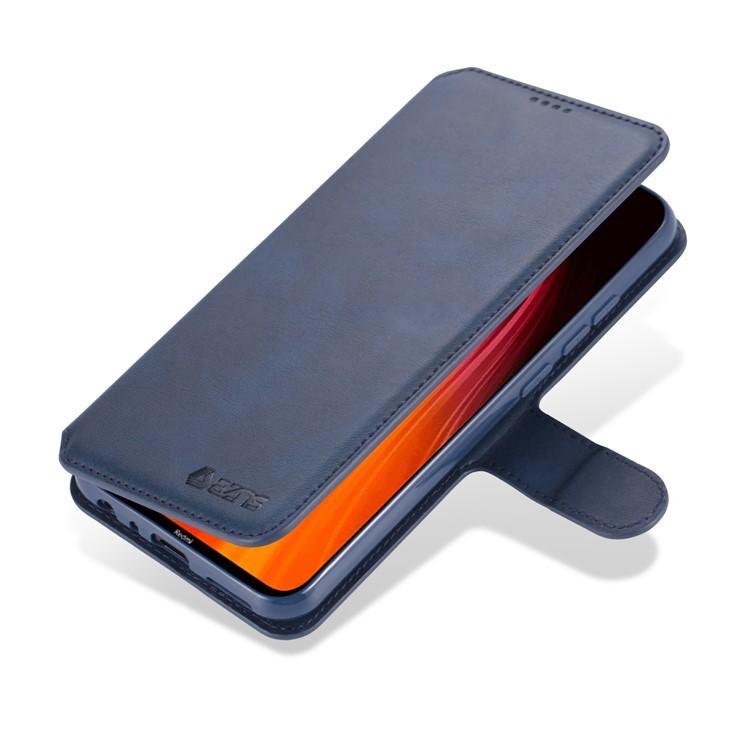 AZNS Wallet Leather Stand Cell Casing Shell for Xiaomi Redmi Note 8 - Blue-4