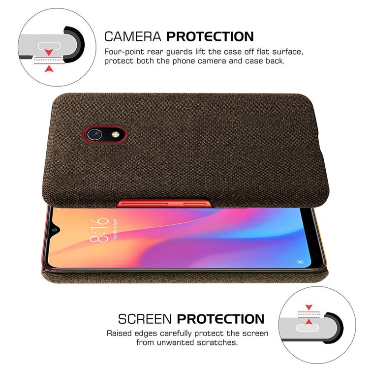 Cloth + PC Cell Phone Case Protective Shell for Xiaomi Redmi 8A - Coffee-5