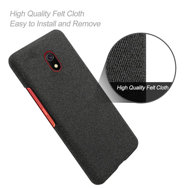 Cloth + PC Cell Phone Case Protective Shell for Xiaomi Redmi 8A - Black-4