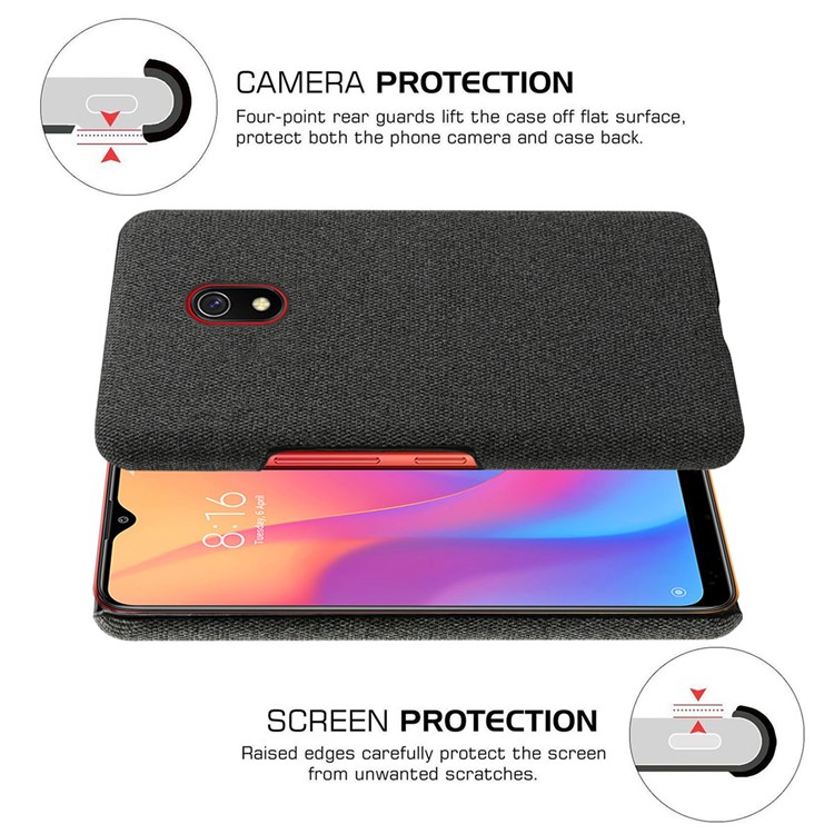 Cloth + PC Cell Phone Case Protective Shell for Xiaomi Redmi 8A - Black-5