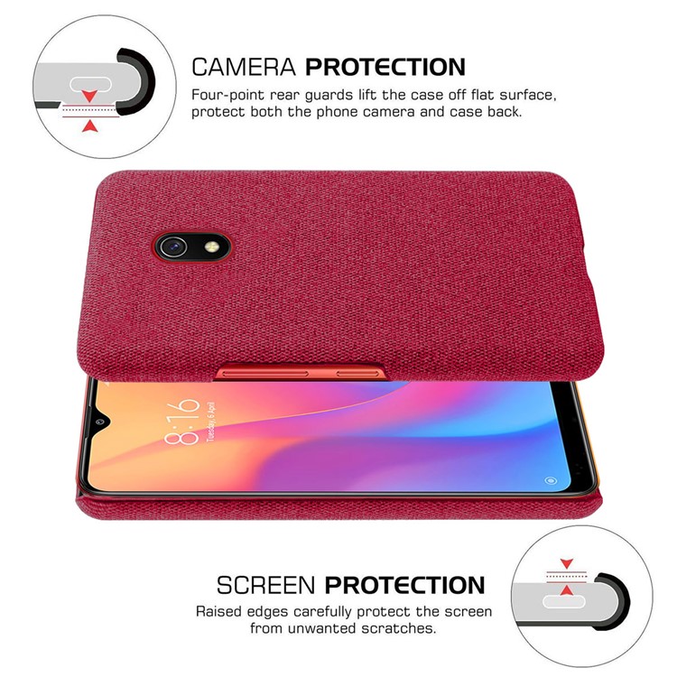 Cloth + PC Cell Phone Case Protective Shell for Xiaomi Redmi 8A - Red-5