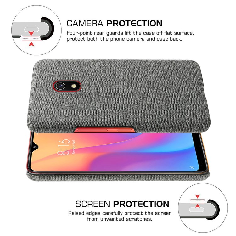 Cloth + PC Cell Phone Case Protective Shell for Xiaomi Redmi 8A - Dark Grey-5