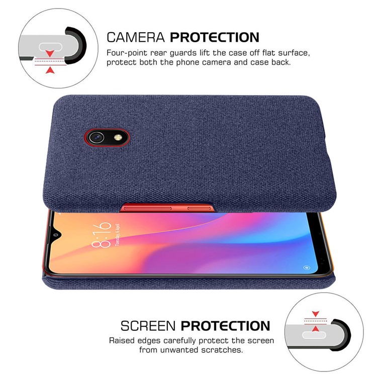 Cloth + PC Cell Phone Case Protective Shell for Xiaomi Redmi 8A - Blue-5