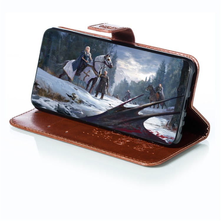 Imprint Elephant PU Leather Wallet Stand Case for Xiaomi Redmi Note 8 - Brown-8