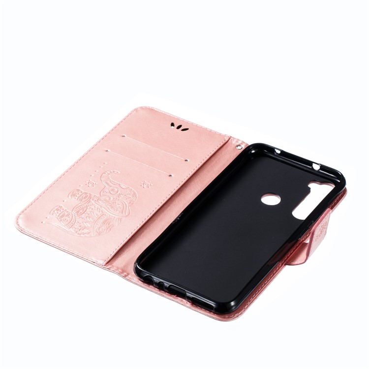 Imprint Elephant PU Leather Wallet Stand Case for Xiaomi Redmi Note 8 - Rose Gold-9