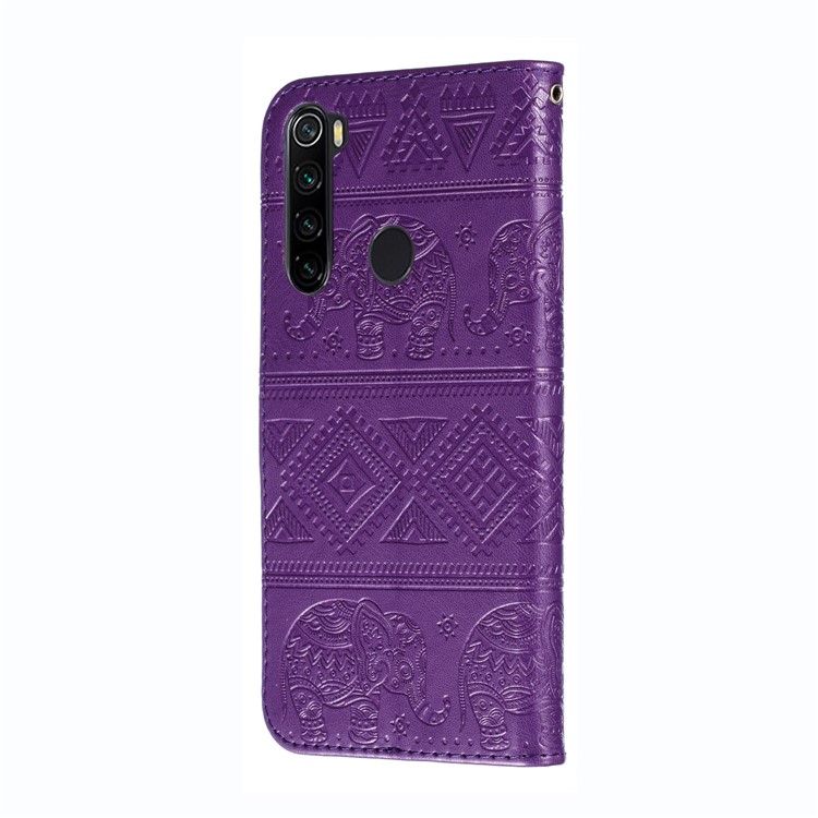 Imprint Elephant PU Leather Wallet Stand Case for Xiaomi Redmi Note 8 - Purple-4