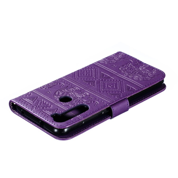 Imprint Elephant PU Leather Wallet Stand Case for Xiaomi Redmi Note 8 - Purple-6