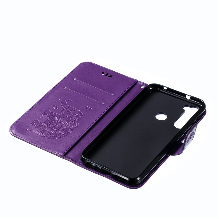 Imprint Elephant PU Leather Wallet Stand Case for Xiaomi Redmi Note 8 - Purple-9