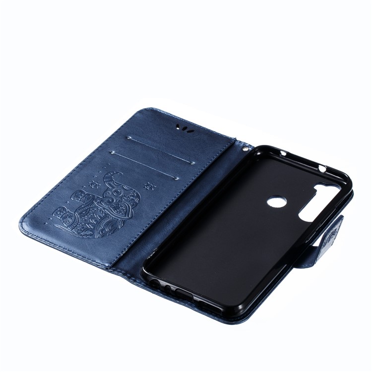 Imprint Elephant PU Leather Wallet Stand Case for Xiaomi Redmi Note 8 - Blue-9