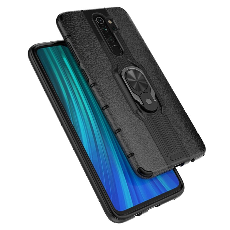 Detachable Ring Holder Kickstand PC TPU Hybrid Case for Xiaomi Redmi Note 8 Pro - Black-10