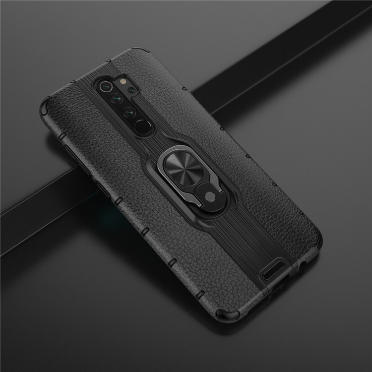 Detachable Ring Holder Kickstand PC TPU Hybrid Case for Xiaomi Redmi Note 8 Pro - Black-15