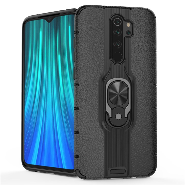 Detachable Ring Holder Kickstand PC TPU Hybrid Case for Xiaomi Redmi Note 8 Pro - Black-2