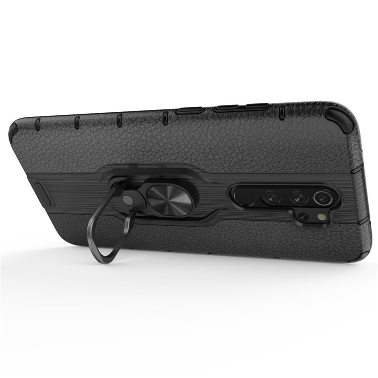 Detachable Ring Holder Kickstand PC TPU Hybrid Case for Xiaomi Redmi Note 8 Pro - Black-5