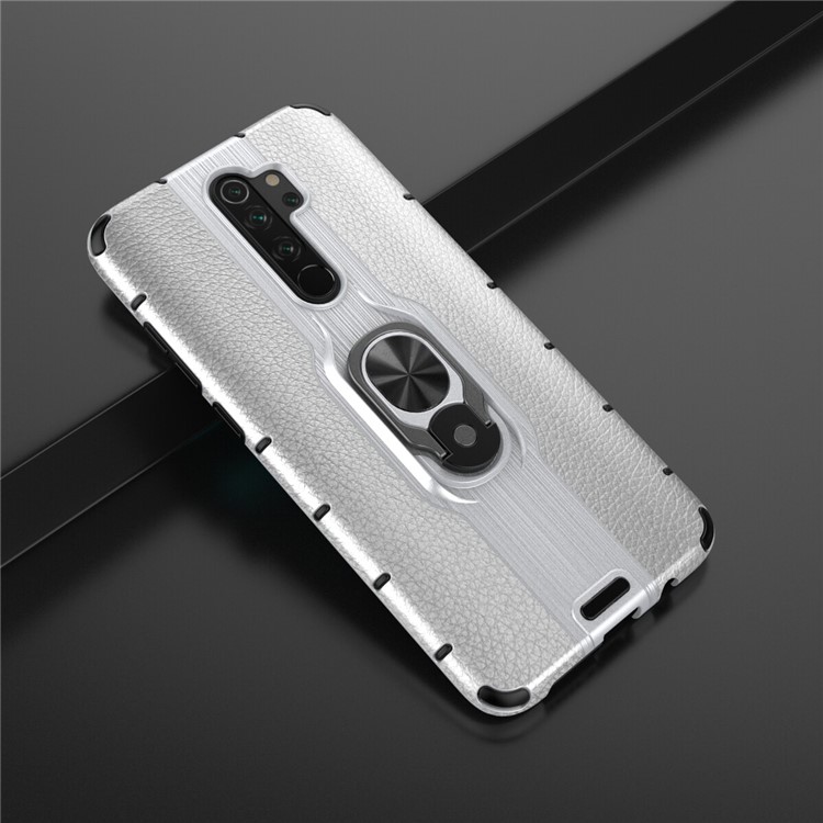 Detachable Ring Holder Kickstand PC TPU Hybrid Case for Xiaomi Redmi Note 8 Pro - Silver-2
