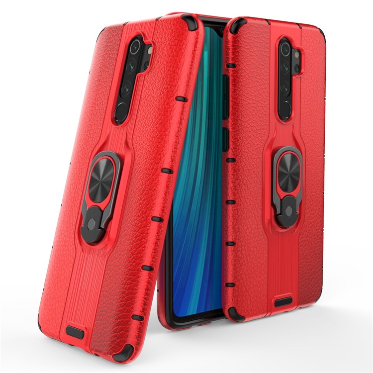 Detachable Ring Holder Kickstand PC TPU Hybrid Case for Xiaomi Redmi Note 8 Pro - Red-1