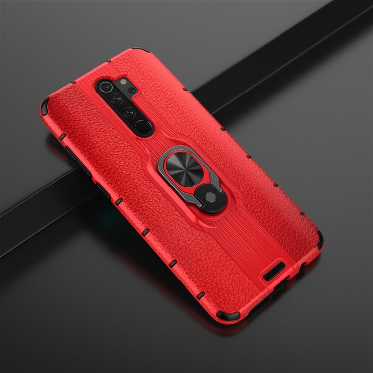 Detachable Ring Holder Kickstand PC TPU Hybrid Case for Xiaomi Redmi Note 8 Pro - Red-2