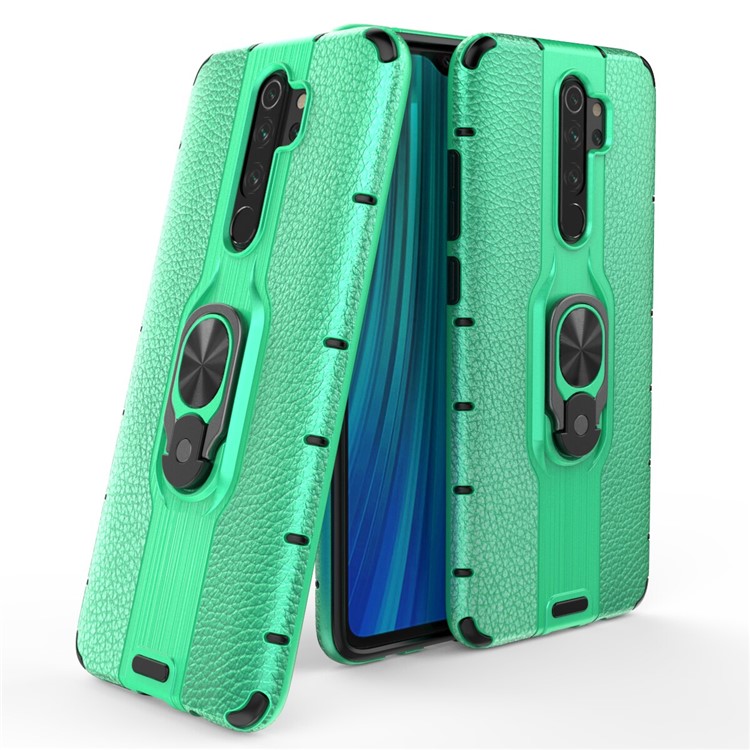 Detachable Ring Holder Kickstand PC TPU Hybrid Case for Xiaomi Redmi Note 8 Pro - Green-1