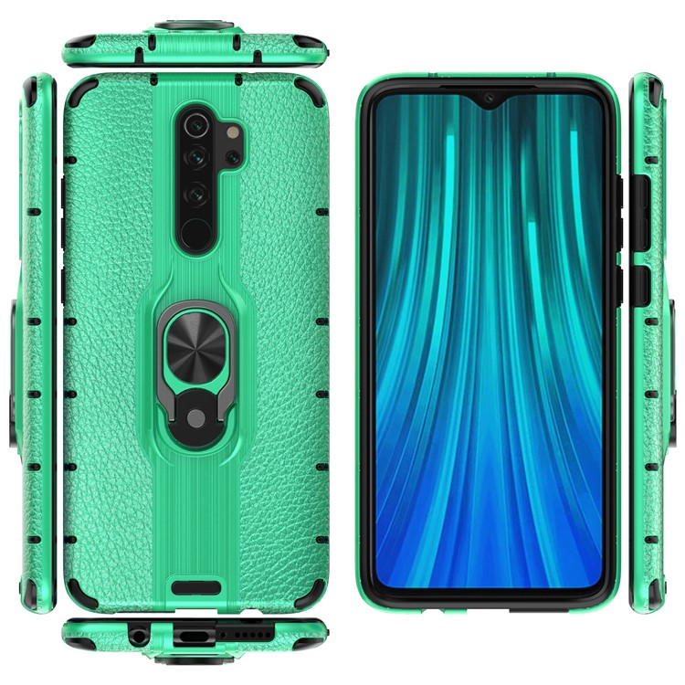 Detachable Ring Holder Kickstand PC TPU Hybrid Case for Xiaomi Redmi Note 8 Pro - Green-3