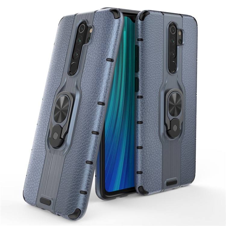 Detachable Ring Holder Kickstand PC TPU Hybrid Case for Xiaomi Redmi Note 8 Pro - Blue-1