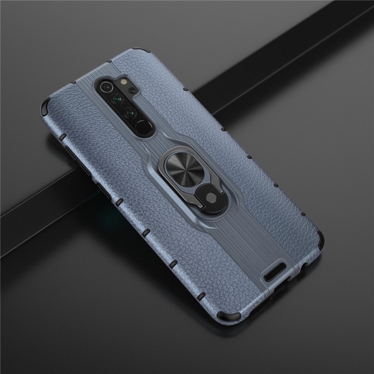 Detachable Ring Holder Kickstand PC TPU Hybrid Case for Xiaomi Redmi Note 8 Pro - Blue-2