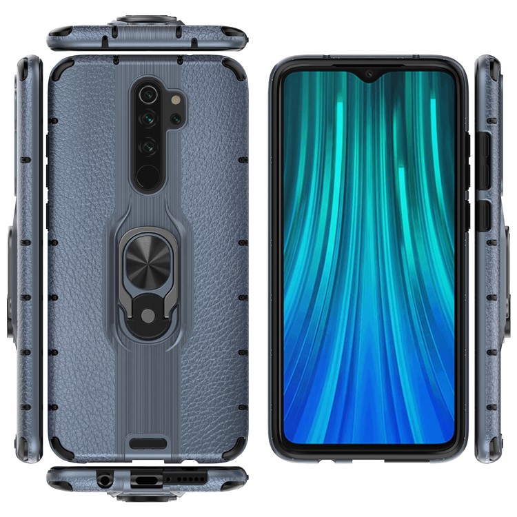 Detachable Ring Holder Kickstand PC TPU Hybrid Case for Xiaomi Redmi Note 8 Pro - Blue-3