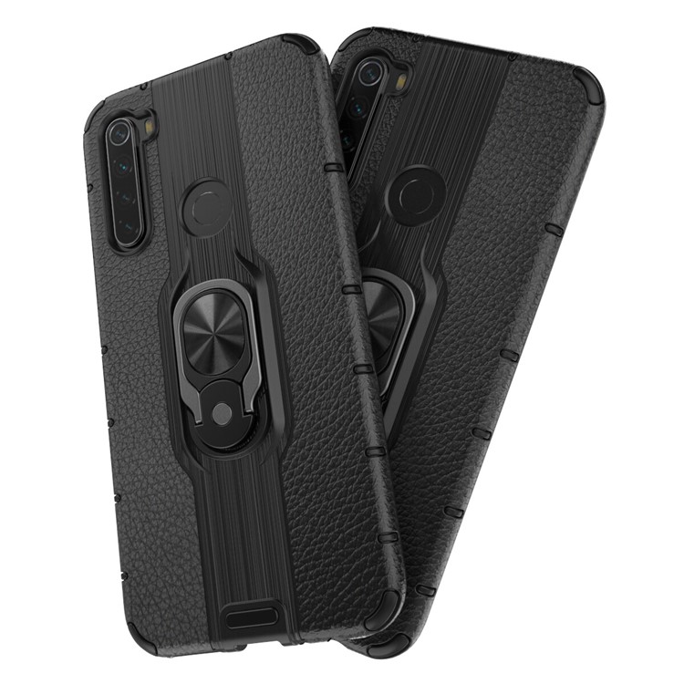 Ring Holder Kickstand Detachable PC + TPU Hybrid Case for Xiaomi Redmi Note 8 - Black-8