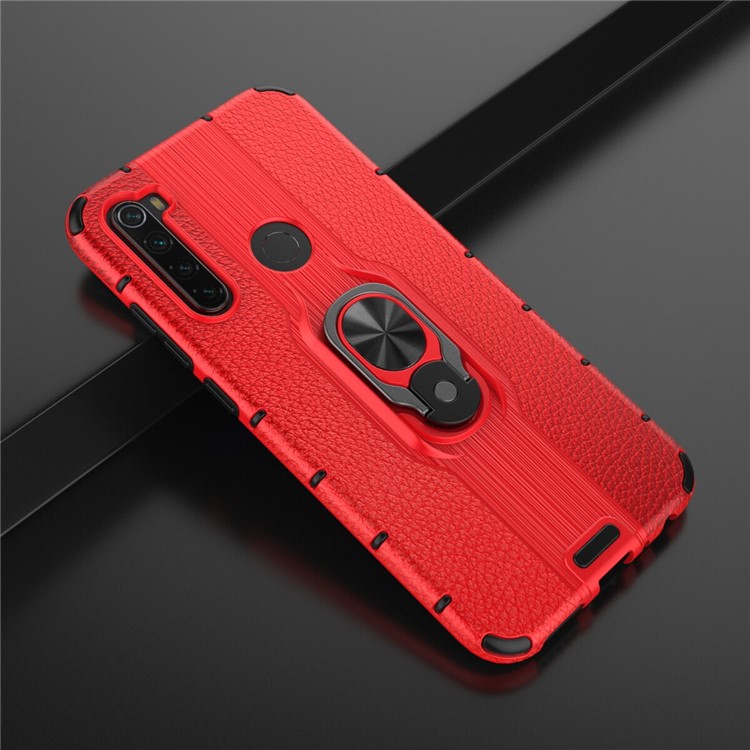 Ring Holder Kickstand Detachable PC + TPU Hybrid Case for Xiaomi Redmi Note 8 - Red-2