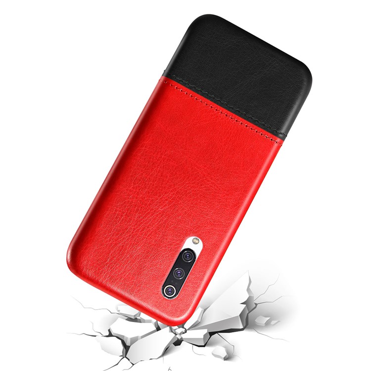 KSQ PU Leather Coated Dual-color Splicing PC Back Case for Xiaomi Mi CC9e/Mi A3 - Red / Black-2