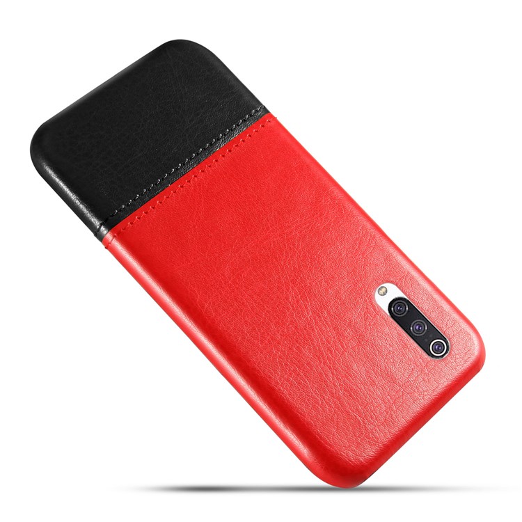 KSQ PU Leather Coated Dual-color Splicing PC Back Case for Xiaomi Mi CC9e/Mi A3 - Red / Black-3