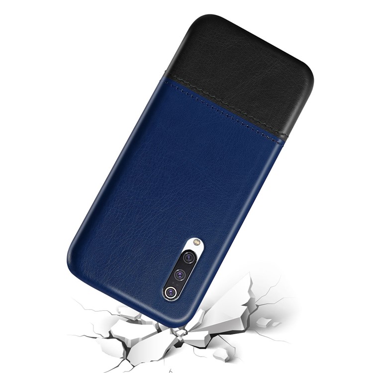 KSQ PU Leather Coated Dual-color Splicing PC Back Case for Xiaomi Mi CC9e/Mi A3 - Dark Blue / Black-2