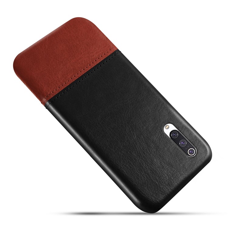 KSQ PU Leather Coated Dual-color Splicing PC Back Case for Xiaomi Mi CC9e/Mi A3 - Black / Dark Brown-3