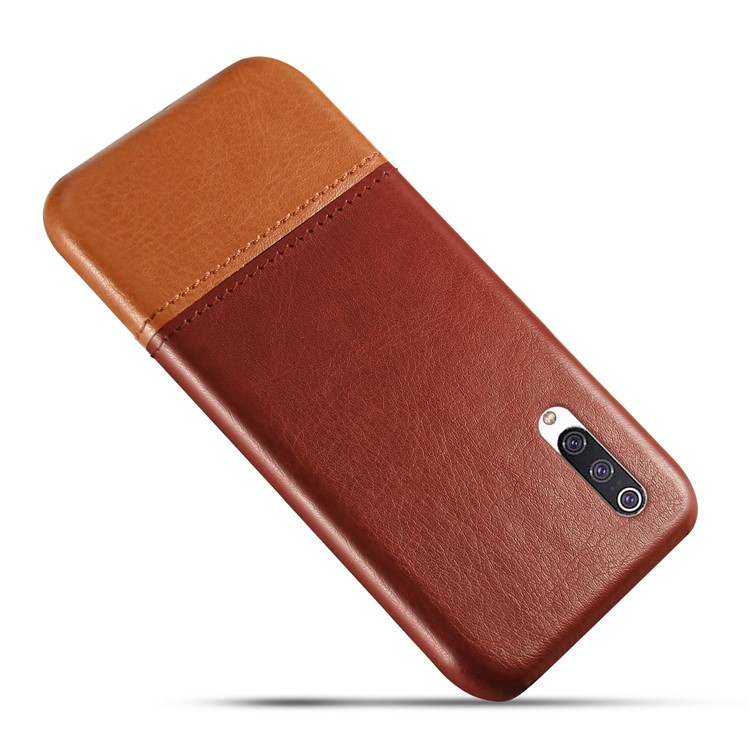 KSQ PU Leather Coated Dual-color Splicing PC Hard Shell for Xiaomi Mi CC9/Mi CC9 Meitu Edition/Mi 9 Lite - Dark Brown / Light Brown-3