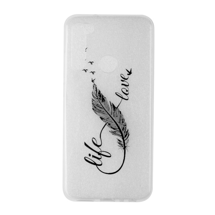 Embossing Printing TPU Cell Shell for Xiaomi Redmi Note 8 - Black Feather-2