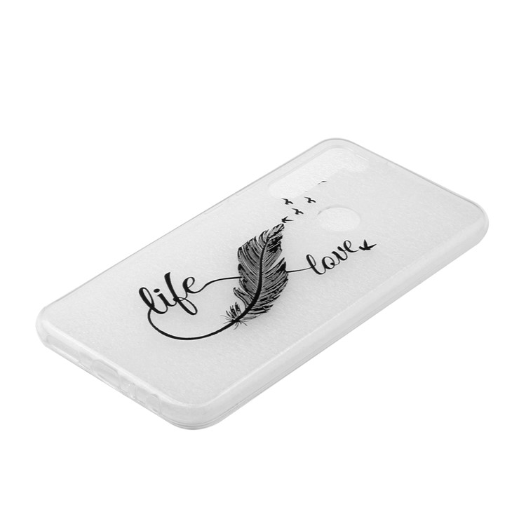 Embossing Printing TPU Cell Shell for Xiaomi Redmi Note 8 - Black Feather-3