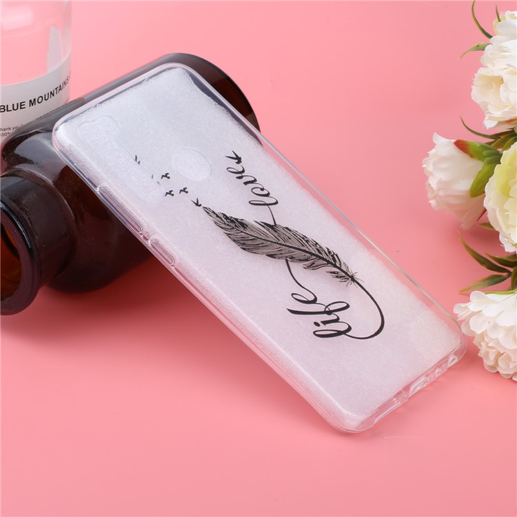 Embossing Printing TPU Cell Shell for Xiaomi Redmi Note 8 - Black Feather-6