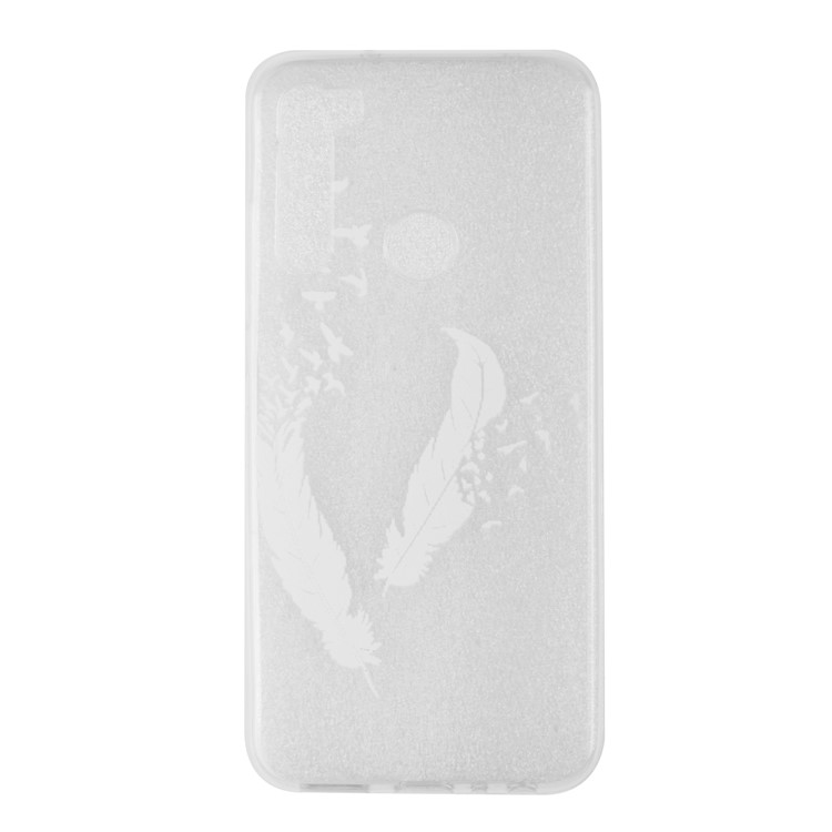 Embossing Printing TPU Cell Shell for Xiaomi Redmi Note 8 - White Feather-2