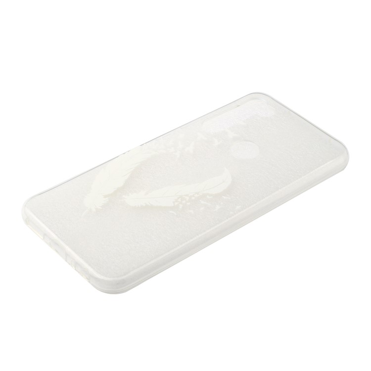 Embossing Printing TPU Cell Shell for Xiaomi Redmi Note 8 - White Feather-3