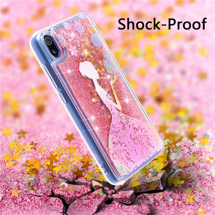 Pattern Printing Embossed Glitter Powder Quicksand TPU Cover for Xiaomi Redmi 7A - Pretty Girl-2