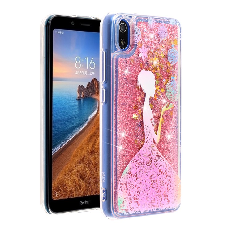 Pattern Printing Embossed Glitter Powder Quicksand TPU Cover for Xiaomi Redmi 7A - Pretty Girl-3
