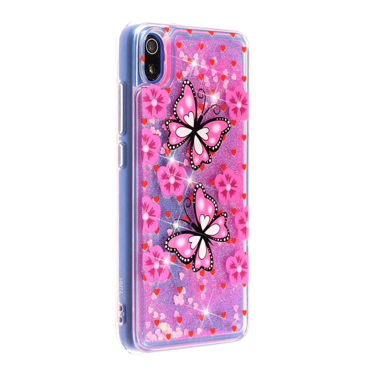 Pattern Printing Embossed Glitter Powder Quicksand TPU Cover for Xiaomi Redmi 7A - Butterfly and Blossom-4