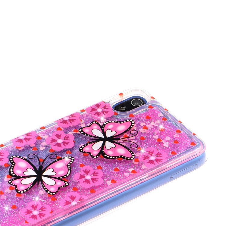 Pattern Printing Embossed Glitter Powder Quicksand TPU Cover for Xiaomi Redmi 7A - Butterfly and Blossom-5