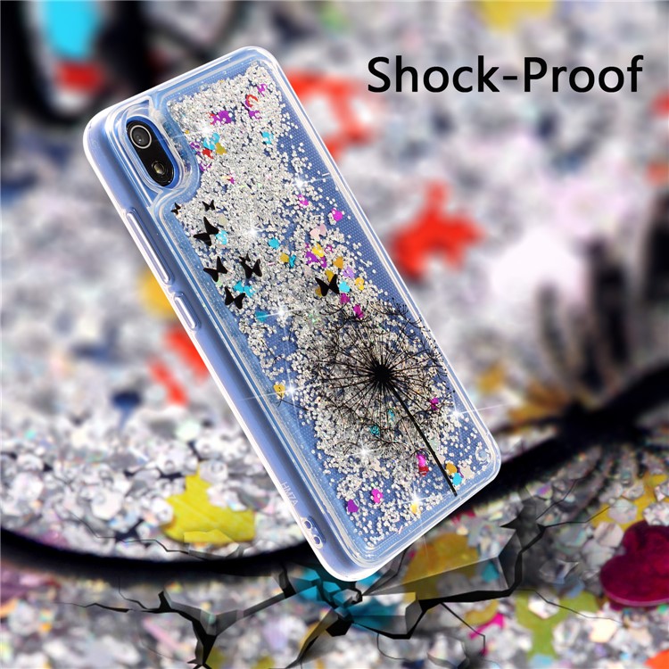 Pattern Printing Embossed Glitter Powder Quicksand TPU Cover for Xiaomi Redmi 7A - Dandelion and Butterfly-2
