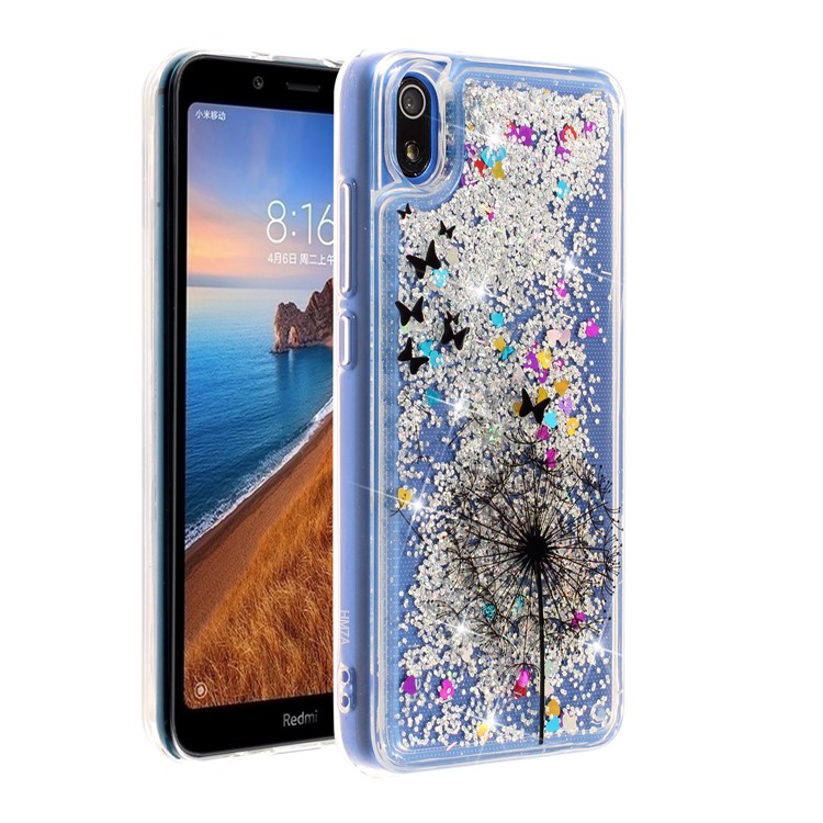 Pattern Printing Embossed Glitter Powder Quicksand TPU Cover for Xiaomi Redmi 7A - Dandelion and Butterfly-3