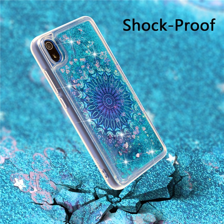 Pattern Printing Embossed Glitter Powder Quicksand TPU Cover for Xiaomi Redmi 7A - Unique Flower-2
