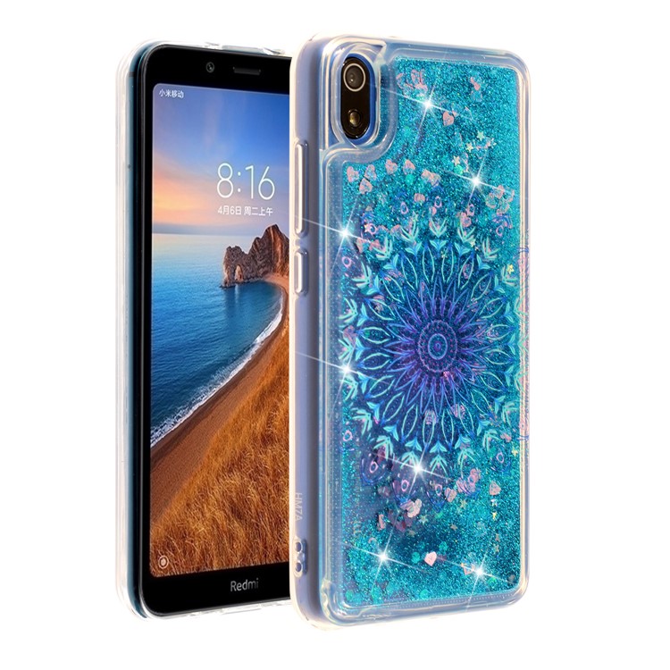 Pattern Printing Embossed Glitter Powder Quicksand TPU Cover for Xiaomi Redmi 7A - Unique Flower-3