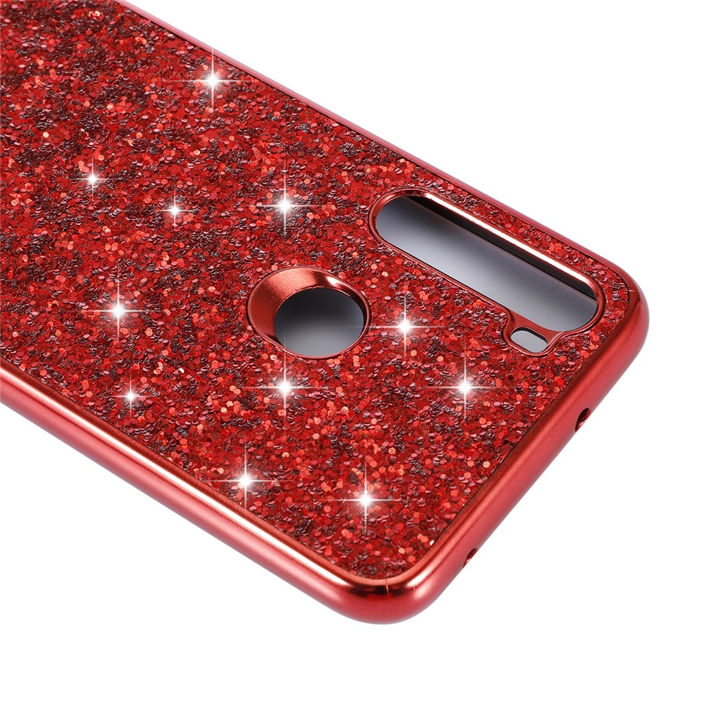 Shiny Glittery PC Back+TPU Frame Mobile Casing for Xiaomi Redmi Note 8 - Red-6